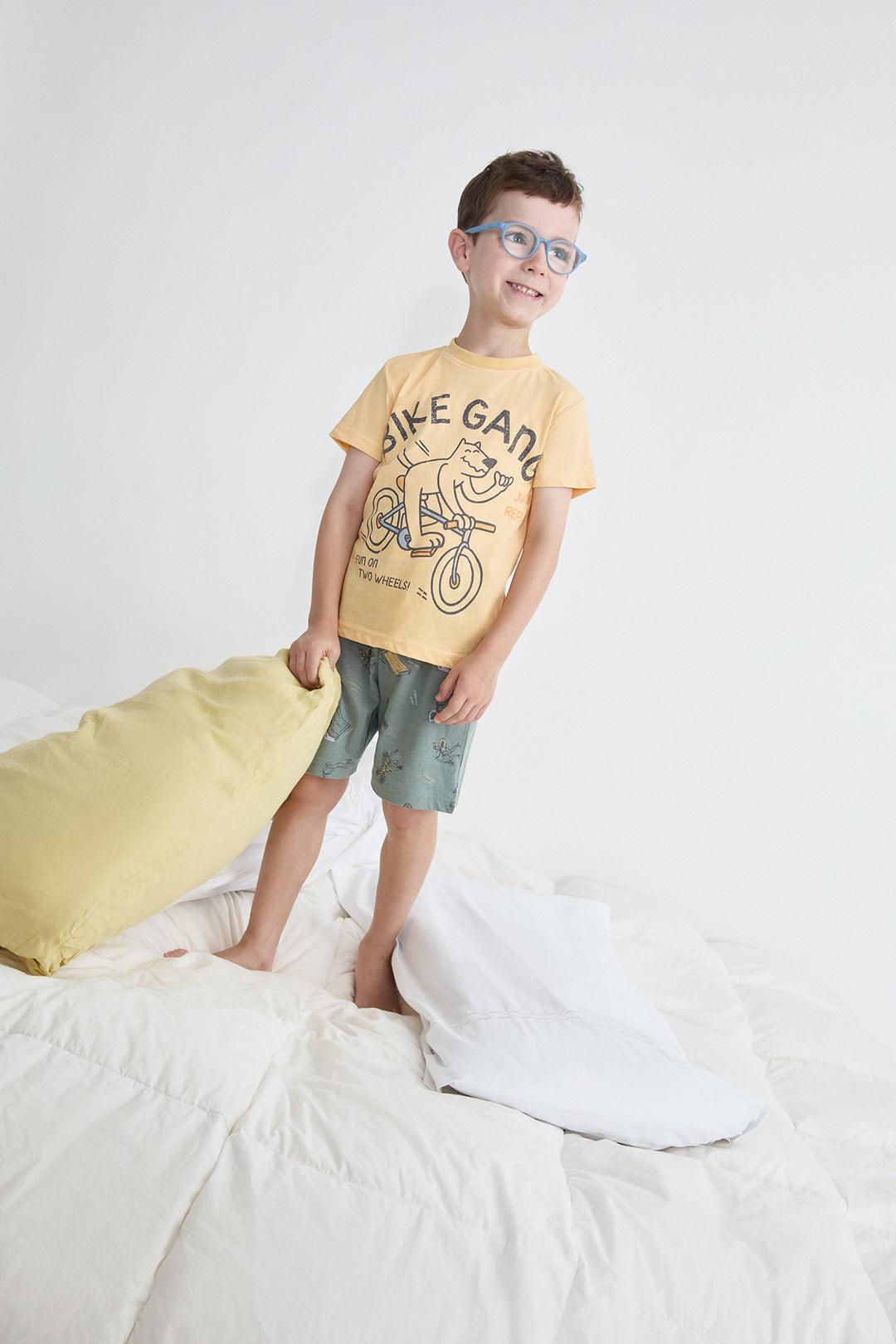 PIJAMA CORTO NIÑO BIKEGANG  AMARILLO