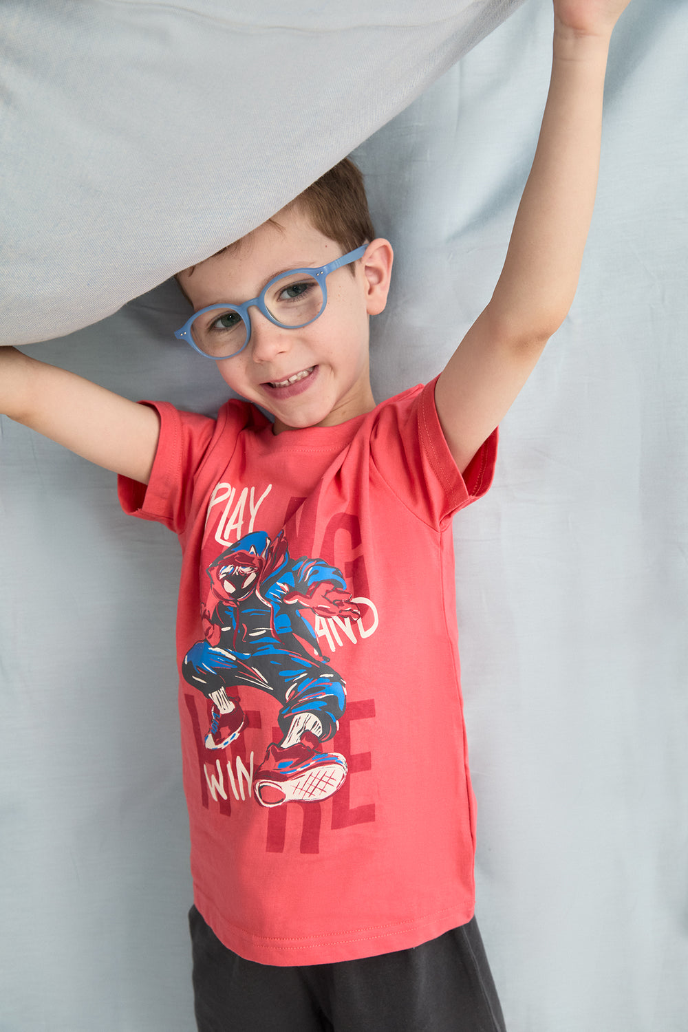 PIJAMA CORTO NIÑO PLAWN  ROJO