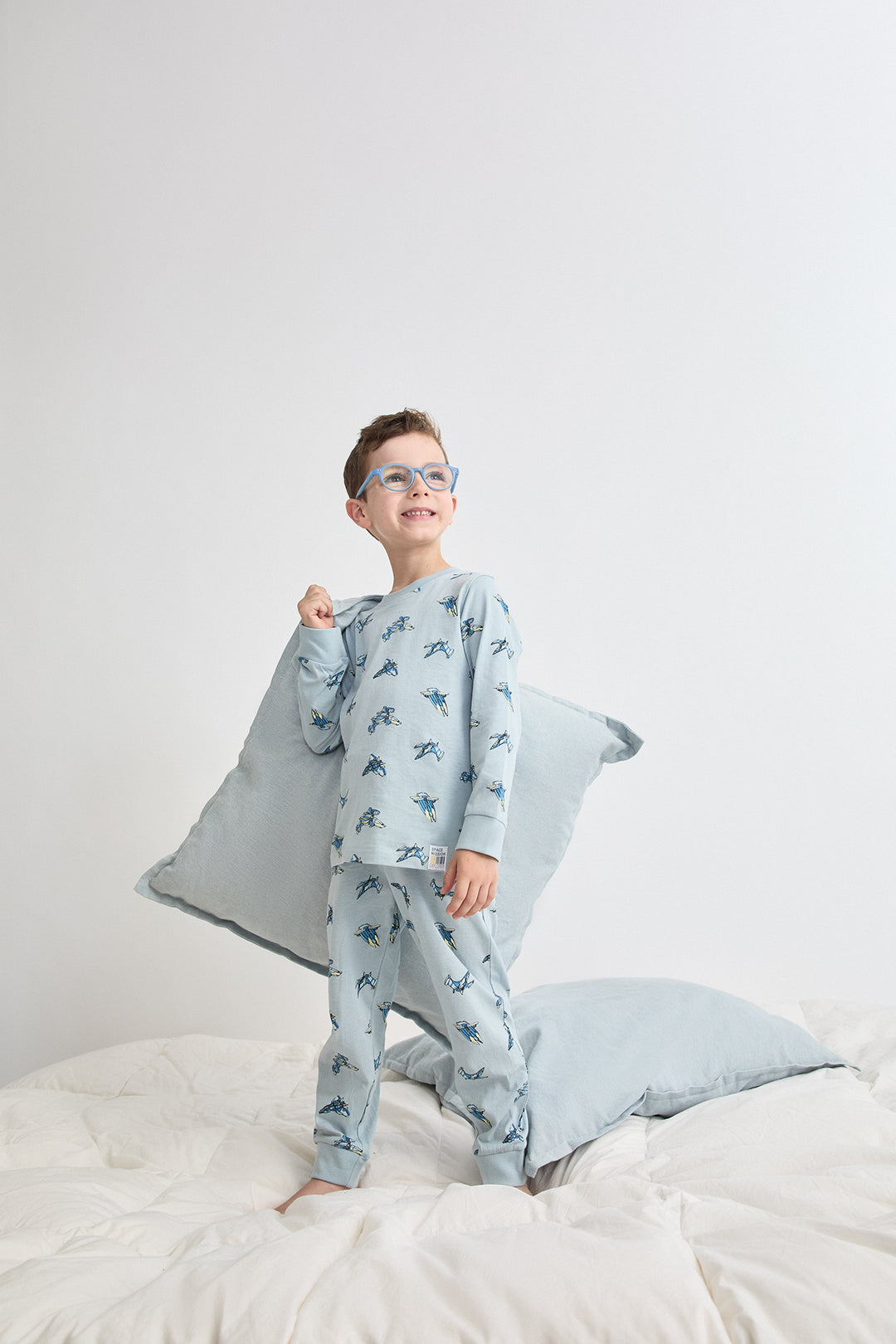 PIJAMA LARGO NIÑO CAZAS  AZUL