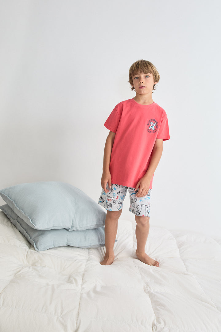 PIJAMA CORTO NIÑO YEAH  ROJO
