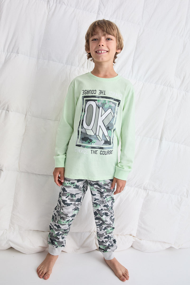 PIJAMA LARGO NIÑO OK  VERDE