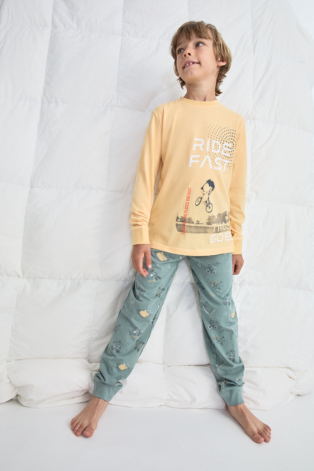 PIJAMA LARGO NIÑO RIDEFAST  AMARILLO