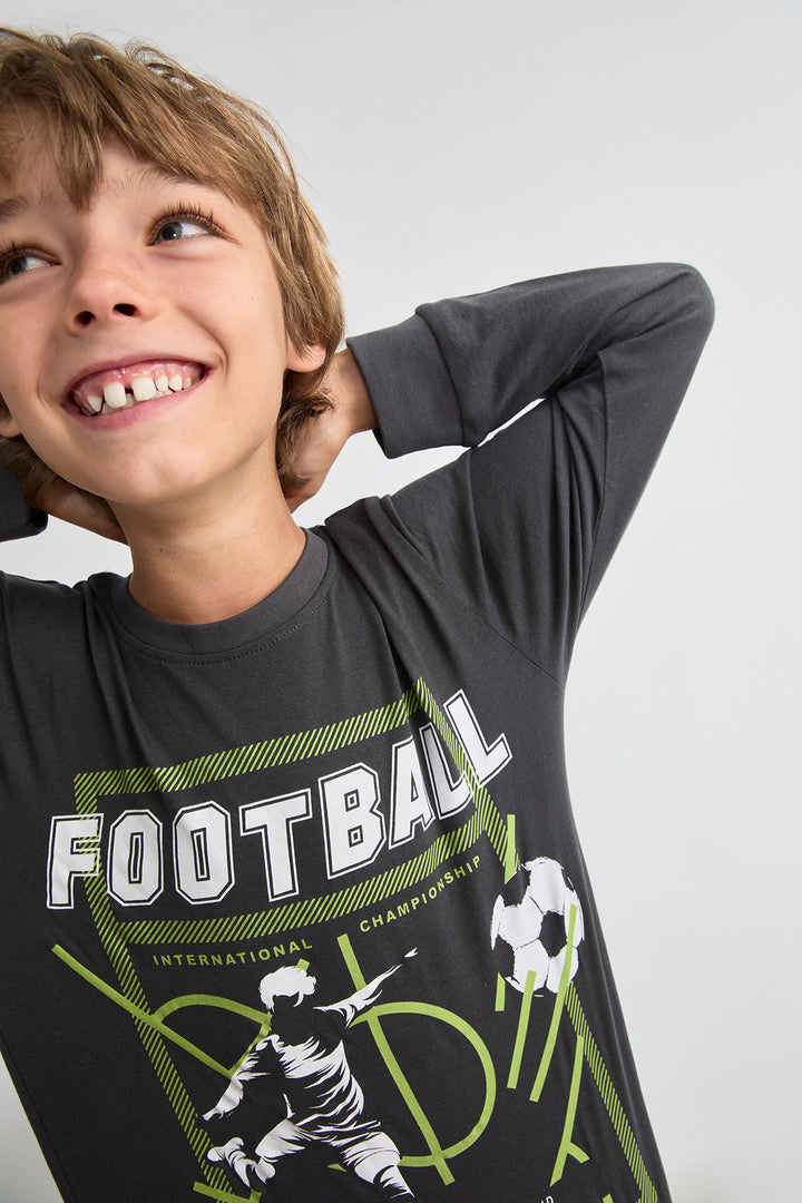 PIJAMA LARGO NIÑO FOOTBALL  ANTRACITA