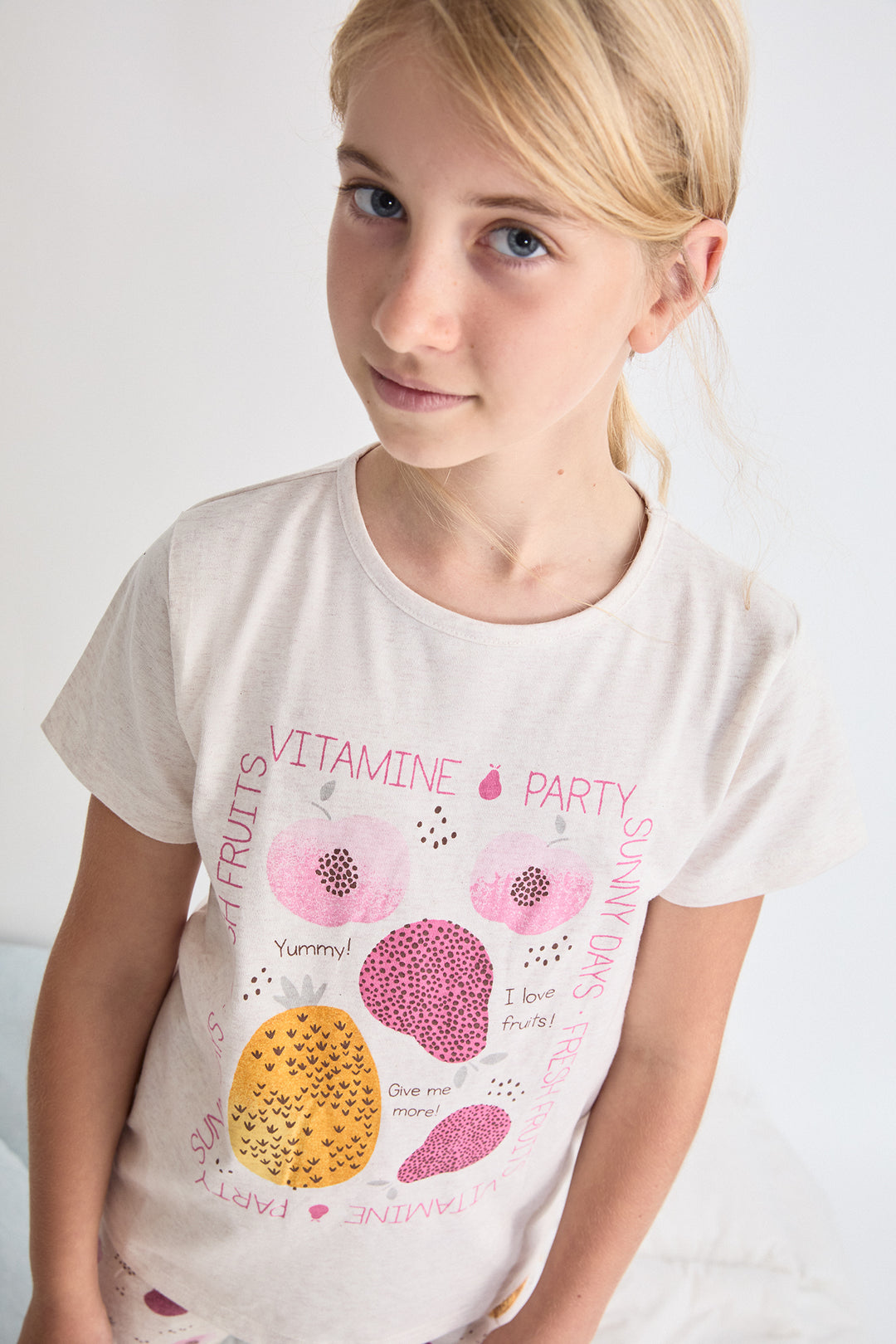 PIJAMA CORTO NIÑA VITAMINE  BEIGE
