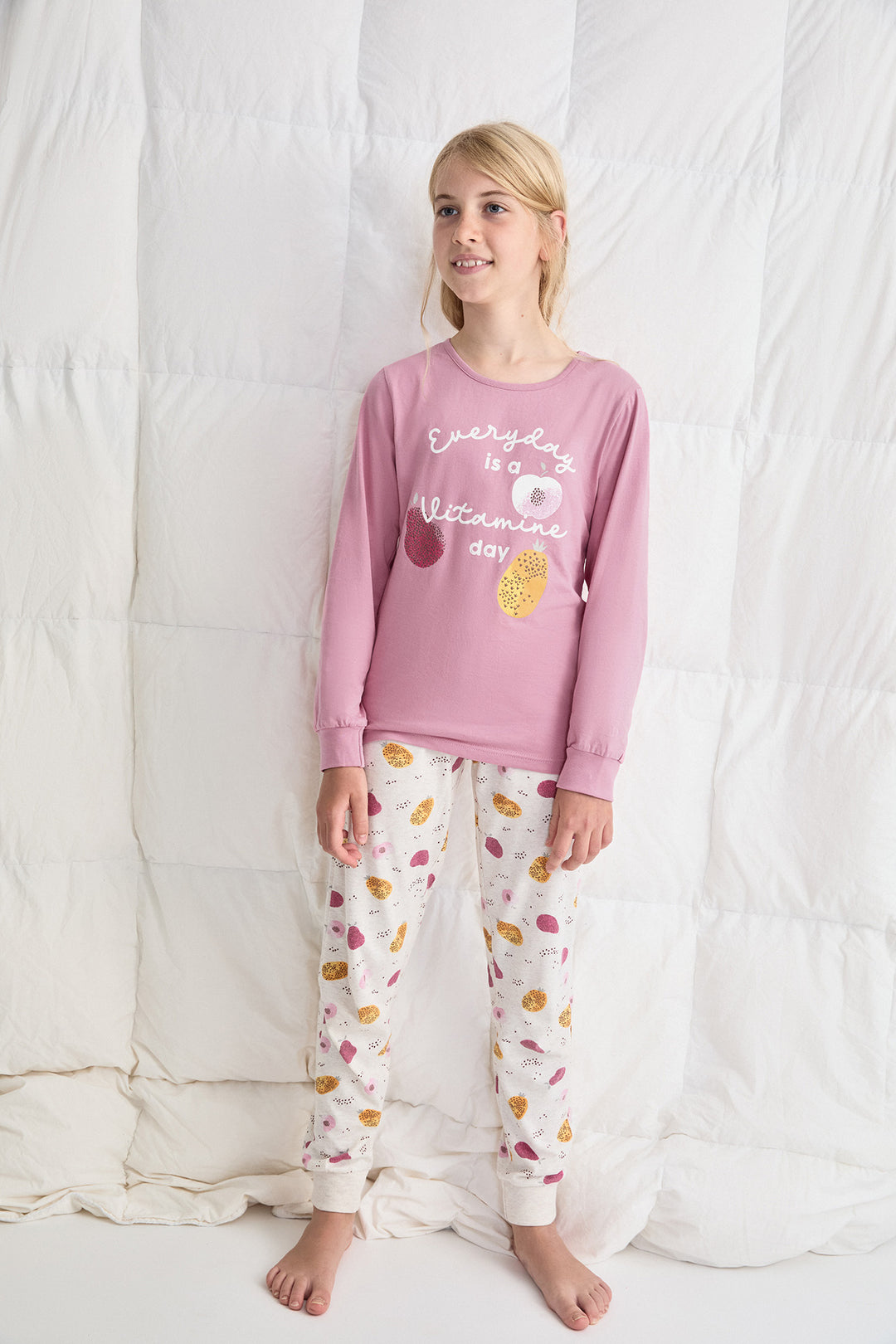 PIJAMA LARGO NIÑA VITAMINE  ROSA