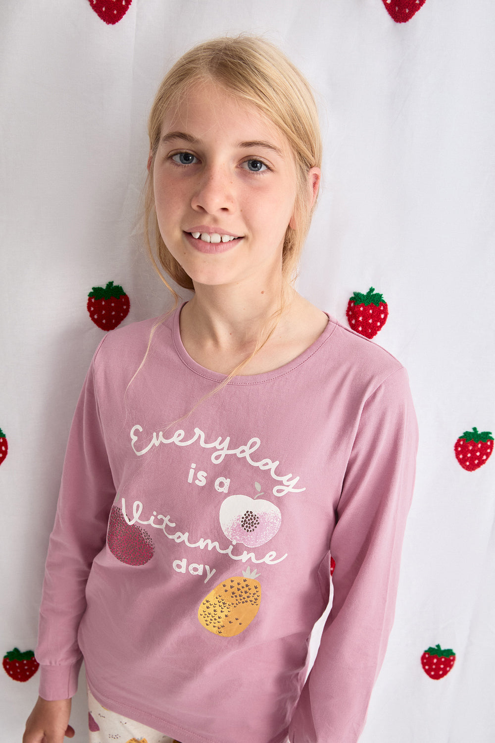 PIJAMA LARGO NIÑA VITAMINE  ROSA