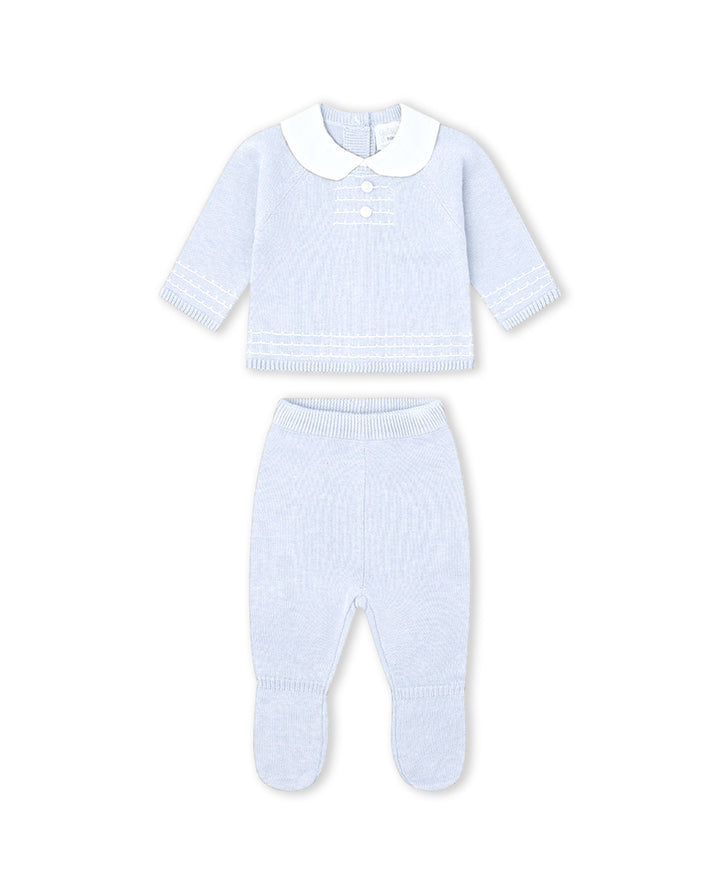 CONJUNTO TRICOT NIÑA CELESTE