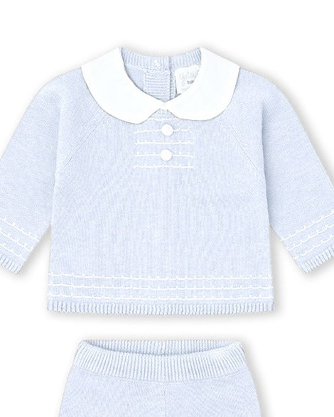 CONJUNTO TRICOT NIÑA CELESTE