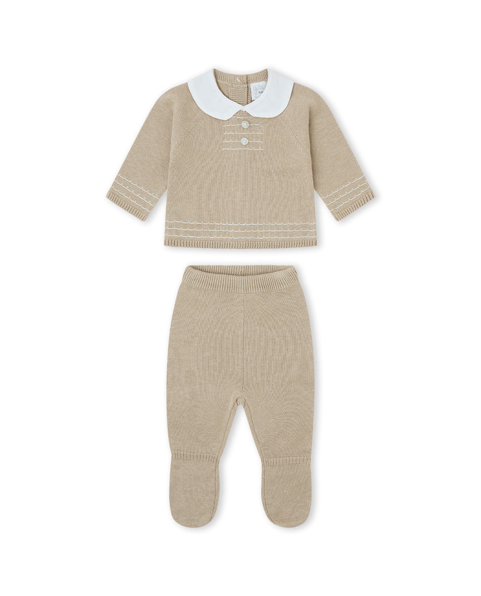 CONJUNTO TRICOT NIÑA BEIGE VIGORÉ