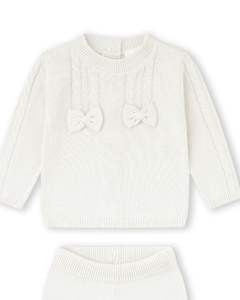 CONJUNTO TRICOT NIÑA CRUDO