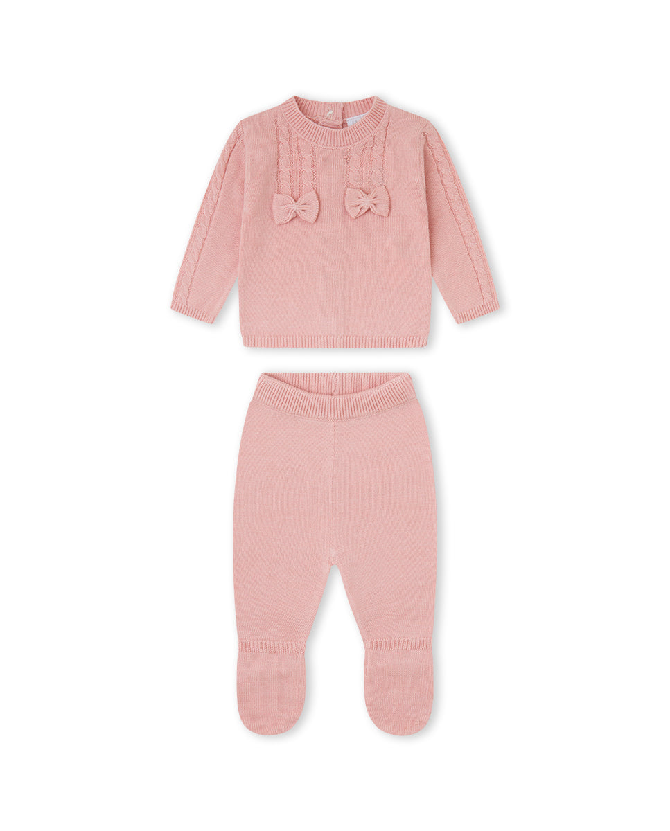 CONJUNTO TRICOT NIÑA ROSA PALO