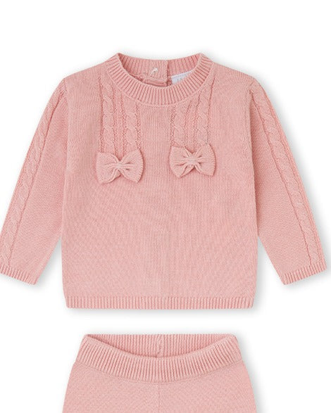 CONJUNTO TRICOT NIÑA ROSA PALO