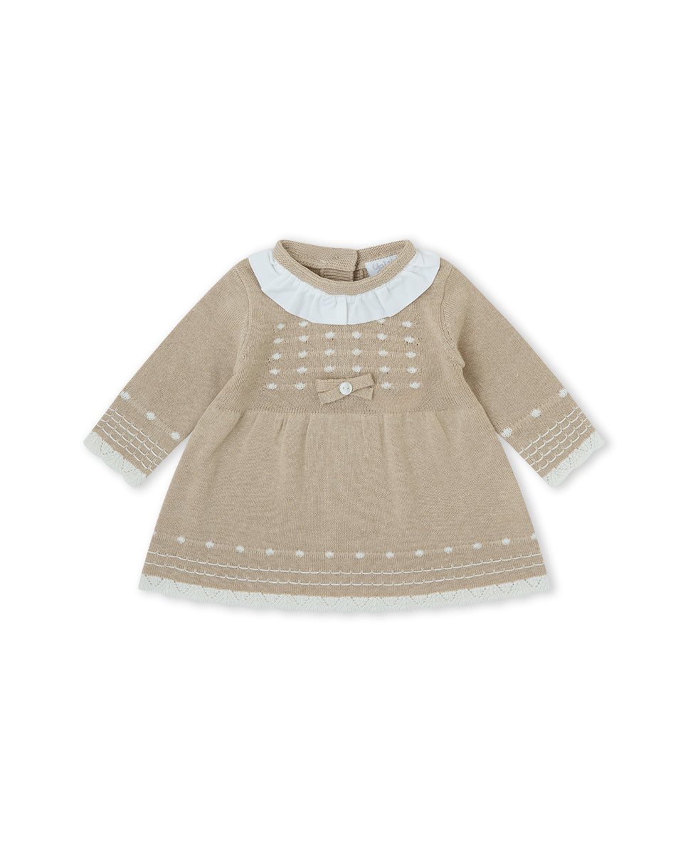 VESTIDO TRICOT NIÑA BEIGE