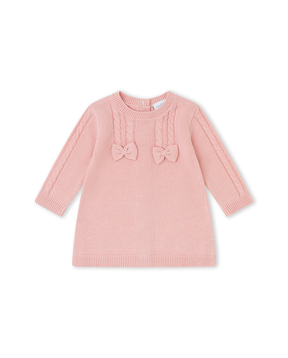 VESTIDO TRICOT NIÑA ROSA PALO