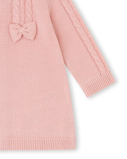 VESTIDO TRICOT NIÑA ROSA PALO