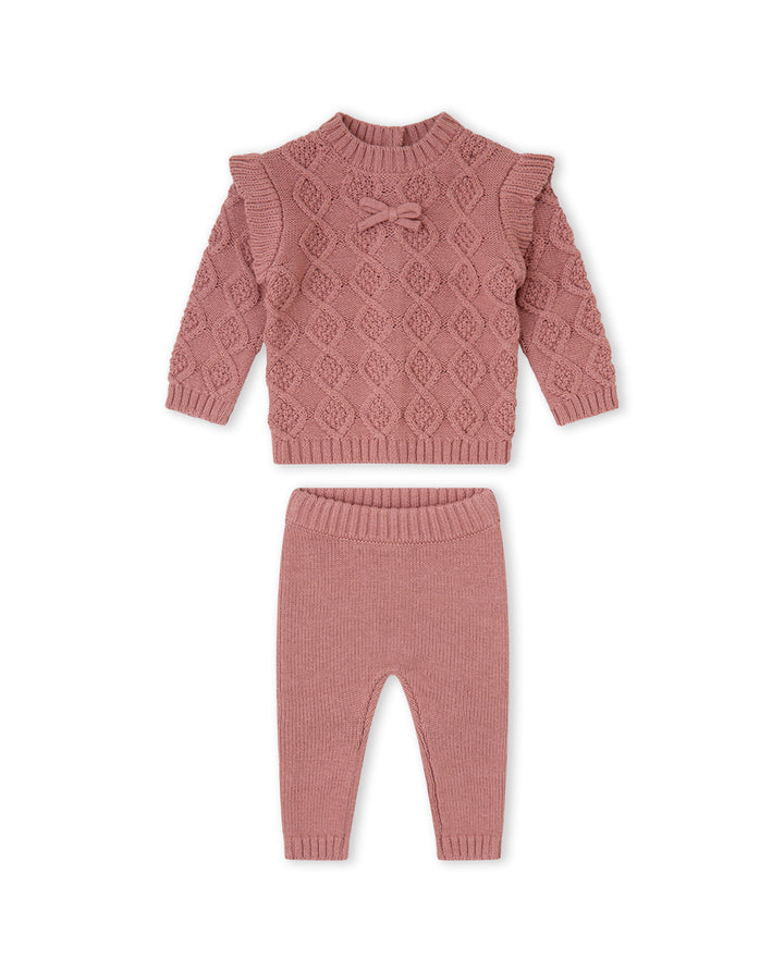 CONJUNTO 2 PIEZAS NIÑA ROSA PALO