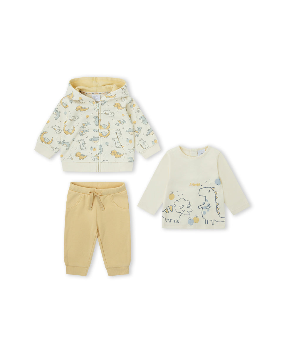 CONJUNTO 3 PIEZAS NIÑO BEIGE