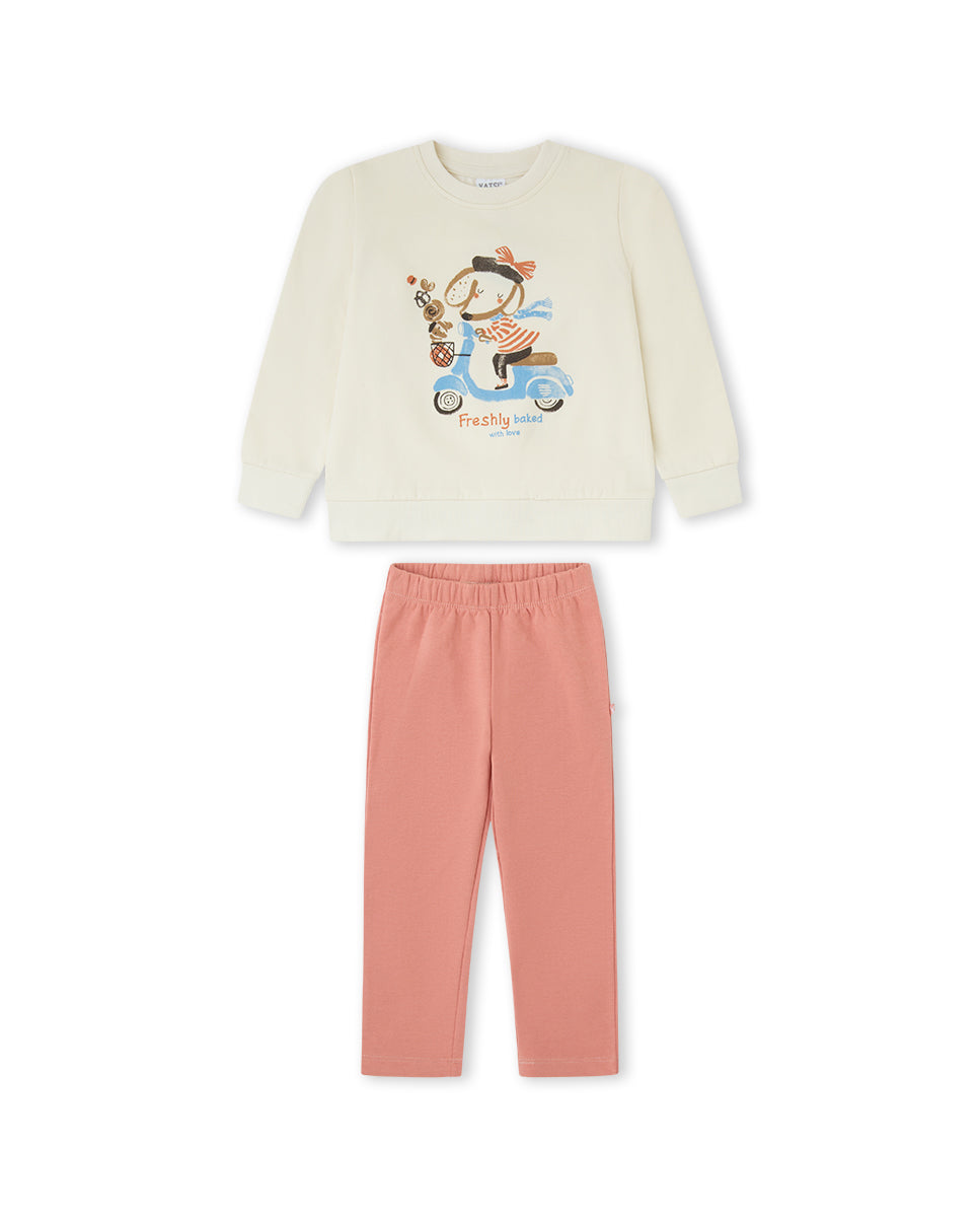 CONJUNTO LEGGINGS NIÑA BEIGE